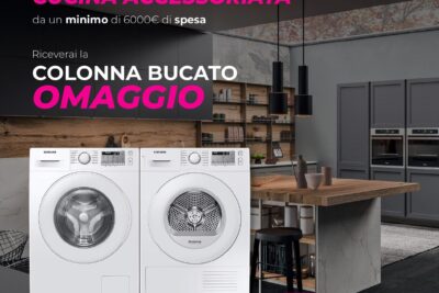 Colonna bucato in omaggio con la cucina accessoriata dei tuoi sogni. Sorprenditi da Expo mobili Scocca!